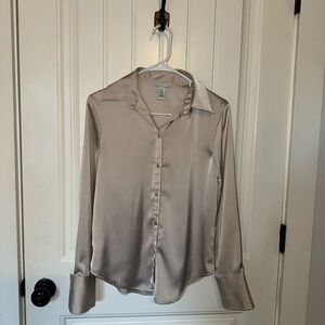 H&M Cream Satin Blouse